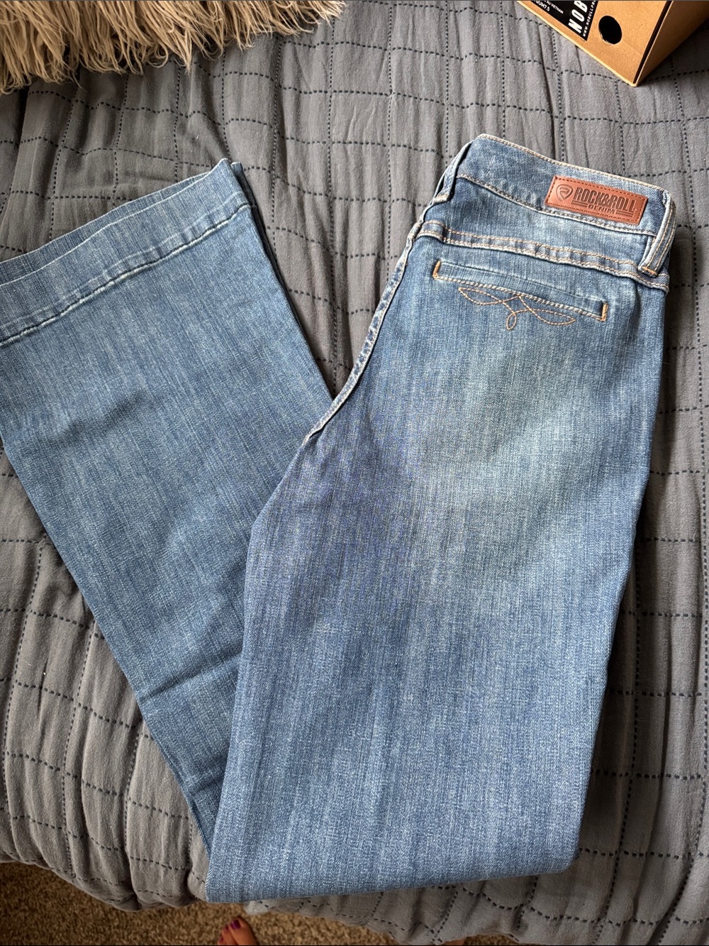 Women's Light Blue Bootcut Jeans rock and roll denim